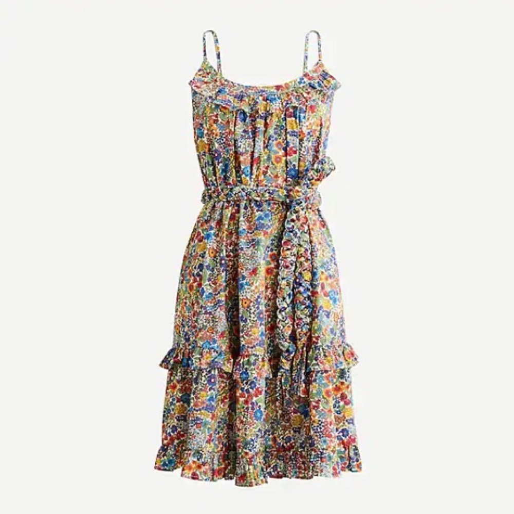 J Crew S Ruffle Mini Dress in Liberty Margaret Annie Print AJ907 Floral